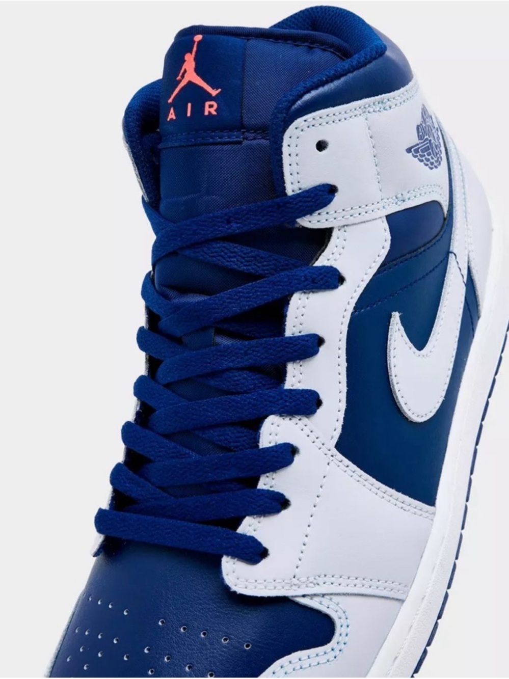 Nike Air Jordan 1 Mid - White/Blue Men's Sneakers Size 8 - New In Box - Picture 3 of 7